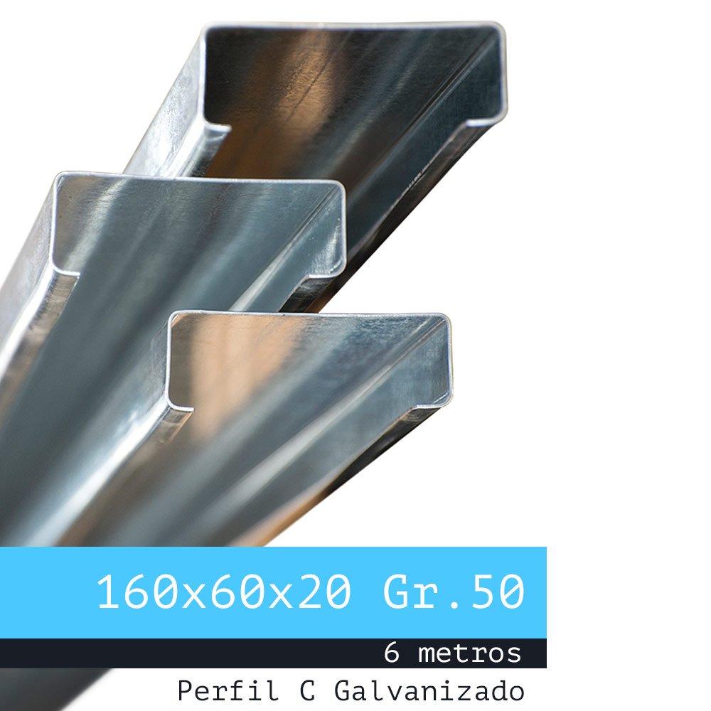 Perfil C Galvanizado X 6 Metros 160x60x20 Gr 50 Aceros Estructurales